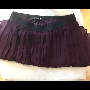 //2 for $10// Pleated Chiffon Purple Skater Skirt